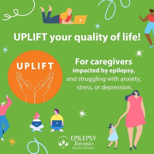 UPLIFT_caregivers_IG graphics of people dancing, on laptops and a woman and child walking while holding hands