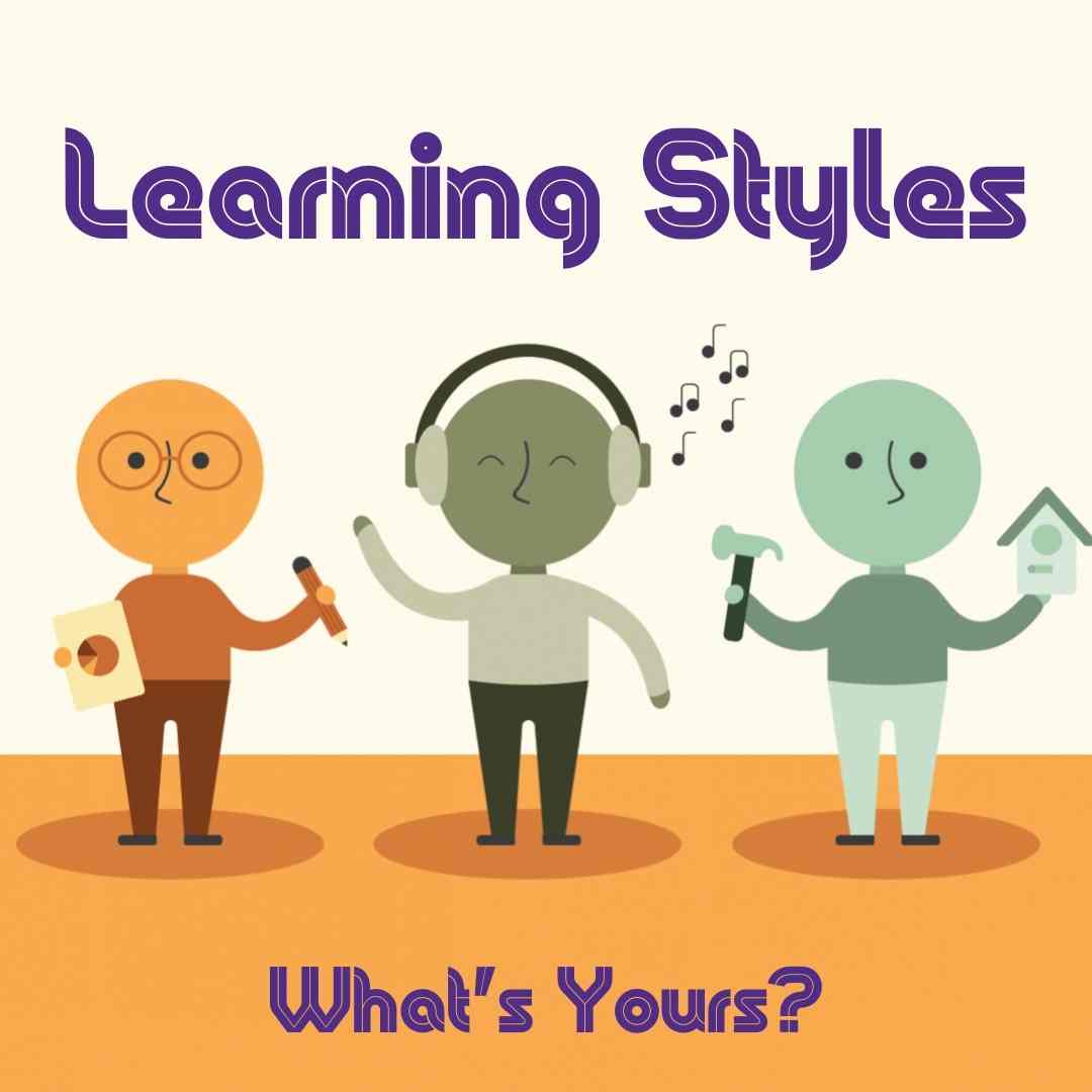 Three animated characters, each symbolizing one of the a learning style: visual, auditory and hands-on