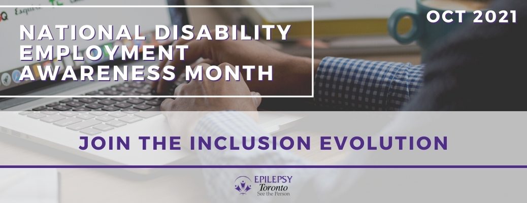 Banner image someone typing on laptop with NDEAM title and 'Join the Inclusion evolution'