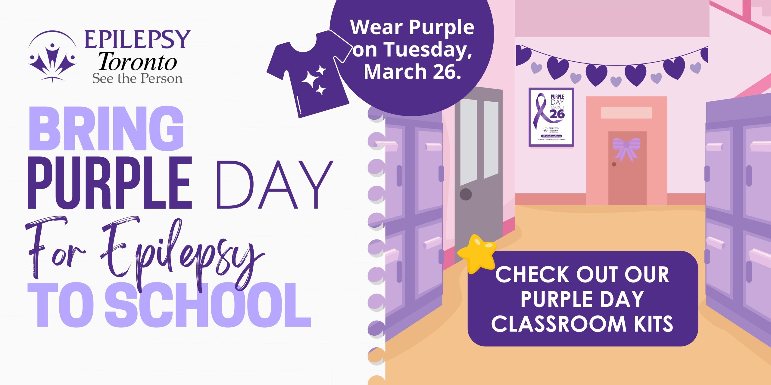 Graphic Bring Purple Day to School Purple Day 2024, Classroom Kits, Bring Purple Day to School, Epilepsy Toronto.