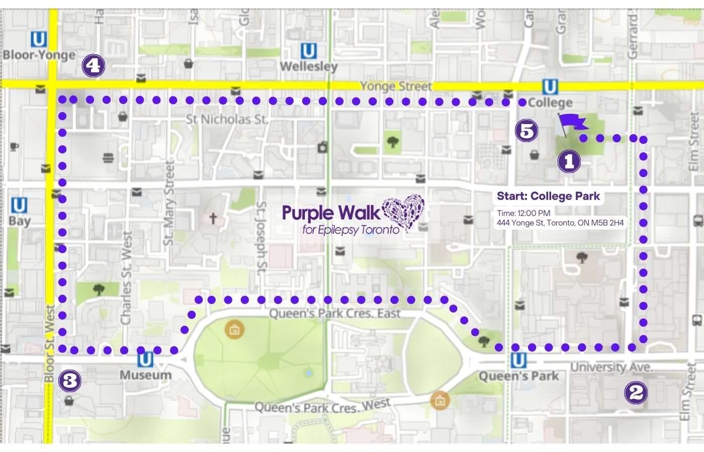 2024 ROUTE Purple Walk Route, Walk for Epilepsy, Epilepsy Awareness.